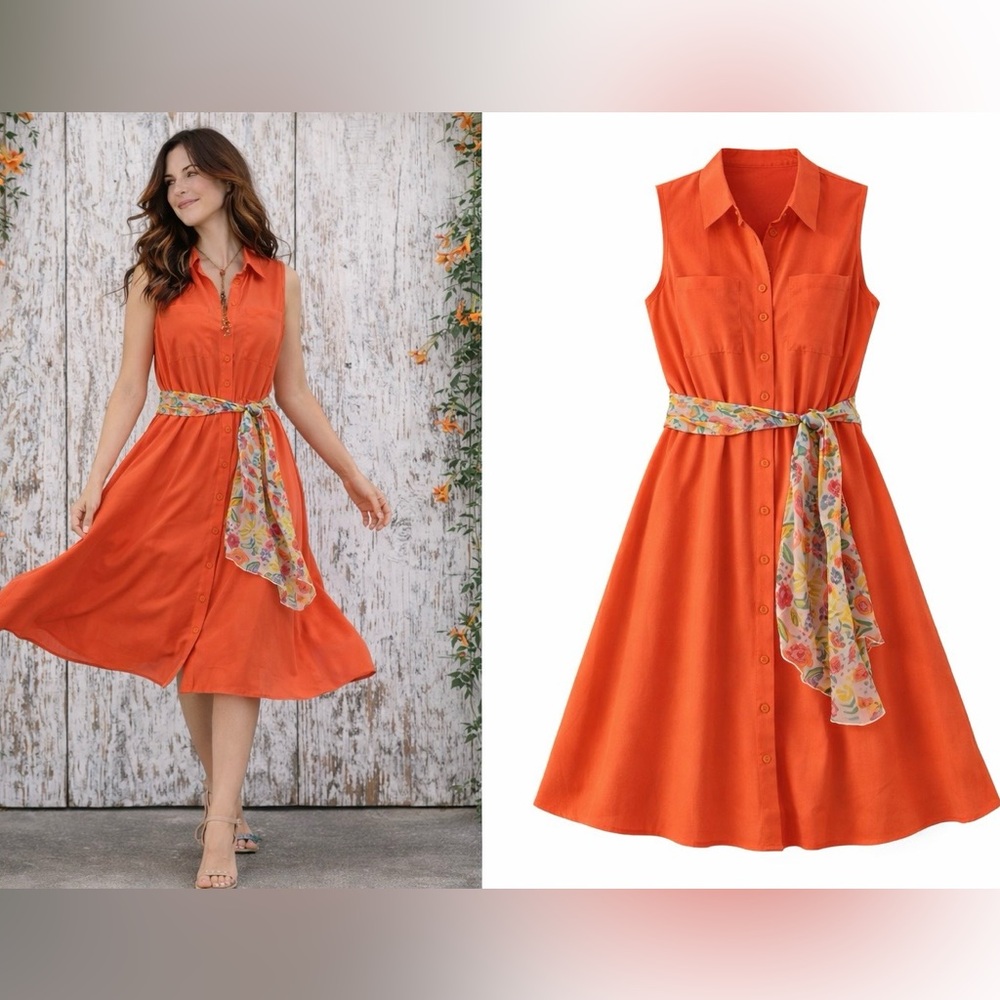 BCBGMaxAzria Coral Sleeveless Swingy Dress Size M